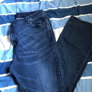 Darker denim boot cut jean